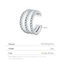 Mode S925 Sterling Silber Drei-schicht Diamant-embedded Ohr Clip Punk Nicht-durchbohrt Ohrringe main image 6