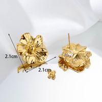 1 Pair Simple Style Flower Ginkgo Leaf Fish Tail Plating Stainless Steel 18k Gold Plated Ear Studs main image 6