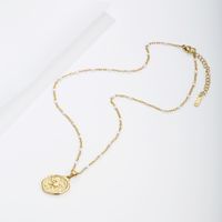 304 Stainless Steel 18K Gold Plated Vintage Style Roman Style Eight Awn Star Round Pendant Necklace main image 4