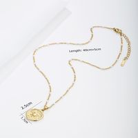 304 Stainless Steel 18K Gold Plated Vintage Style Roman Style Eight Awn Star Round Pendant Necklace main image 2