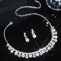 Elegant Luxurious Shiny Geometric Alloy Plating Inlay Rhinestones Silver Plated Women's Earrings Necklace main image 7