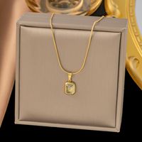 304 Stainless Steel 18K Gold Plated IG Style Simple Style Polishing Plating Inlay Square Artificial Rhinestones Pendant Necklace main image 3