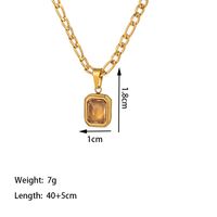 304 Stainless Steel 18K Gold Plated IG Style Simple Style Polishing Plating Inlay Square Artificial Rhinestones Pendant Necklace sku image 1