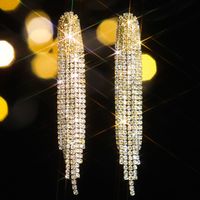 1 Pair Glam Lady Shiny Solid Color Inlay Alloy Rhinestones Silver Plated Drop Earrings main image 9