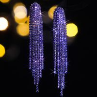1 Pair Glam Lady Shiny Solid Color Inlay Alloy Rhinestones Silver Plated Drop Earrings main image 10