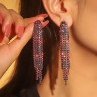 1 Pair Glam Lady Shiny Solid Color Inlay Alloy Rhinestones Silver Plated Drop Earrings sku image 10