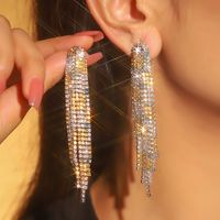 1 Pair Glam Lady Shiny Solid Color Inlay Alloy Rhinestones Silver Plated Drop Earrings sku image 12