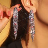1 Pair Glam Lady Shiny Solid Color Inlay Alloy Rhinestones Silver Plated Drop Earrings sku image 13