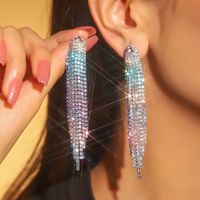 1 Pair Glam Lady Shiny Solid Color Inlay Alloy Rhinestones Silver Plated Drop Earrings sku image 11