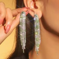 1 Pair Glam Lady Shiny Solid Color Inlay Alloy Rhinestones Silver Plated Drop Earrings sku image 14