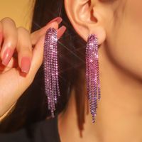 1 Pair Glam Lady Shiny Solid Color Inlay Alloy Rhinestones Silver Plated Drop Earrings sku image 15