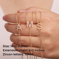 Simple Style Letter Copper Plating Inlay Zircon 14k Gold Plated Long Necklace main image 2