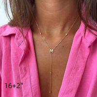 Simple Style Letter Copper Plating Inlay Zircon 14k Gold Plated Long Necklace main image 7