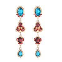 1 Pair Simple Style Shiny Oval Water Droplets Inlay Alloy Glass Gold Plated Drop Earrings main image 6