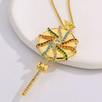 Ig Style Simple Style Rainbow Lollipop Copper Plating Inlay Zircon Gold Plated Pendant Necklace main image 4