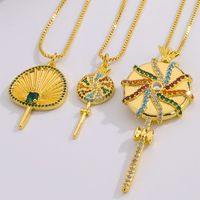 Ig Style Simple Style Rainbow Lollipop Copper Plating Inlay Zircon Gold Plated Pendant Necklace main image 1