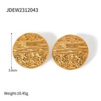 1 Pair IG Style Geometric Hammered 304 Stainless Steel 18K Gold Plated Ear Studs sku image 3