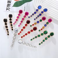 1 Pair Simple Style Shiny Oval Inlay Alloy Glass Gold Plated Silver Plated Drop Earrings main image 1