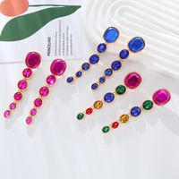 1 Pair Simple Style Shiny Oval Inlay Alloy Glass Gold Plated Silver Plated Drop Earrings main image 3
