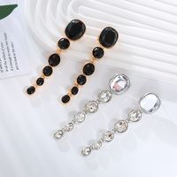 1 Pair Simple Style Shiny Oval Inlay Alloy Glass Gold Plated Silver Plated Drop Earrings main image 5
