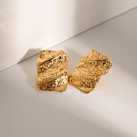 1 Pair IG Style Geometric Hammered 304 Stainless Steel 18K Gold Plated Ear Studs main image 3