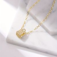 Ig Style Simple Style Lock Copper Plating Inlay Zircon Gold Plated Pendant Necklace main image 1