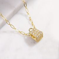 Ig Style Simple Style Lock Copper Plating Inlay Zircon Gold Plated Pendant Necklace main image 4