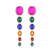 1 Pair Simple Style Shiny Oval Inlay Alloy Glass Gold Plated Silver Plated Drop Earrings sku image 1