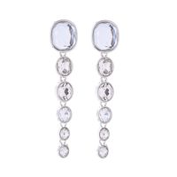 1 Pair Simple Style Shiny Oval Inlay Alloy Glass Gold Plated Silver Plated Drop Earrings sku image 6