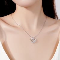 Sterling Silver Elegant Simple Style Heart Shape Inlay Zircon Pendant Necklace main image 1