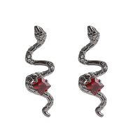 Elegant Exaggerated Snake Alloy Rhinestone Inlay Rhinestones Silver Plated Women's Rings Earrings sku image 1