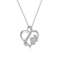 Sterling Silver Elegant Simple Style Heart Shape Inlay Zircon Pendant Necklace sku image 1