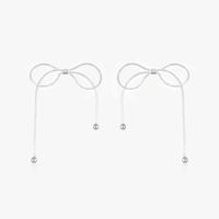 1 Pair Simple Style Bow Knot Plating Sterling Silver Rhodium Plated Ear Studs main image 6