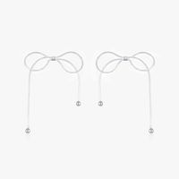 1 Paire Style Simple Noeud D'arc Placage Argent Sterling Plaqué Rhodium Boucles D'oreilles main image 6