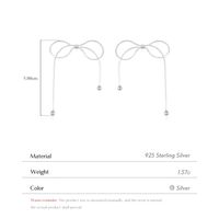 1 Paire Style Simple Noeud D'arc Placage Argent Sterling Plaqué Rhodium Boucles D'oreilles main image 2