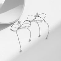 1 Pair Simple Style Bow Knot Plating Sterling Silver Rhodium Plated Ear Studs main image 3