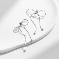1 Paire Style Simple Noeud D'arc Placage Argent Sterling Plaqué Rhodium Boucles D'oreilles main image 4