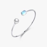 Elegant Glam Round Oval Sterling Silver Plating Inlay Artificial Pearls Moonstone Rhodium Plated main image 6
