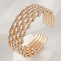 Élégant Brillant Géométrique Perles Artificielles Strass Métal De Gros Bracelet main image 4