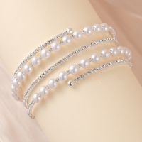 Élégant Brillant Géométrique Perles Artificielles Strass Métal De Gros Bracelet main image 6