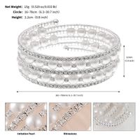Elegant Glänzend Geometrisch Künstliche Perlen Strasssteine Metall Großhandel Armreif sku image 2
