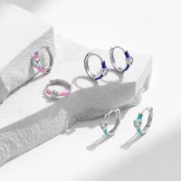 1 Pair Elegant Simple Style Heart Shape Epoxy Plating Inlay Sterling Silver Zircon Rhodium Plated Earrings main image 1