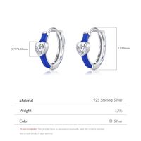 1 Pair Elegant Simple Style Heart Shape Epoxy Plating Inlay Sterling Silver Zircon Rhodium Plated Earrings main image 2