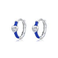 1 Pair Elegant Simple Style Heart Shape Epoxy Plating Inlay Sterling Silver Zircon Rhodium Plated Earrings sku image 3