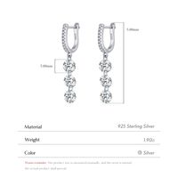 1 Pair Simple Style Geometric Plating Inlay Sterling Silver Zircon Rhodium Plated Drop Earrings main image 2