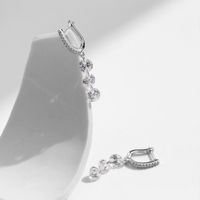 1 Pair Simple Style Geometric Plating Inlay Sterling Silver Zircon Rhodium Plated Drop Earrings main image 5