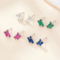 1 Pair Simple Style Geometric Rectangle Plating Inlay Sterling Silver Zircon 18k Gold Plated White Gold Plated Ear Studs main image 3