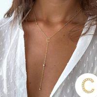 Simple Style Letter Copper Plating Inlay Zircon 14k Gold Plated Long Necklace sku image 3