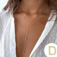 Simple Style Letter Copper Plating Inlay Zircon 14k Gold Plated Long Necklace sku image 4