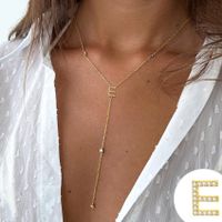 Simple Style Letter Copper Plating Inlay Zircon 14k Gold Plated Long Necklace sku image 5